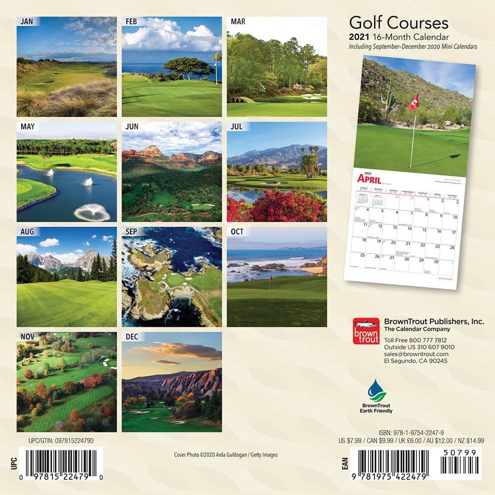 Golf Mini Wall Calendar