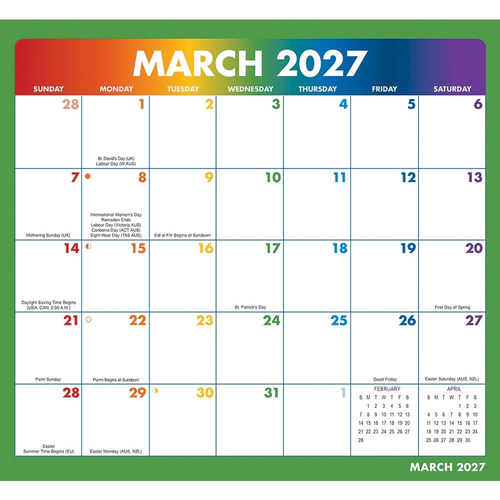Rainbow Jumbo Magic Grip 2027 Wall Calendar Seventh Alternate Image