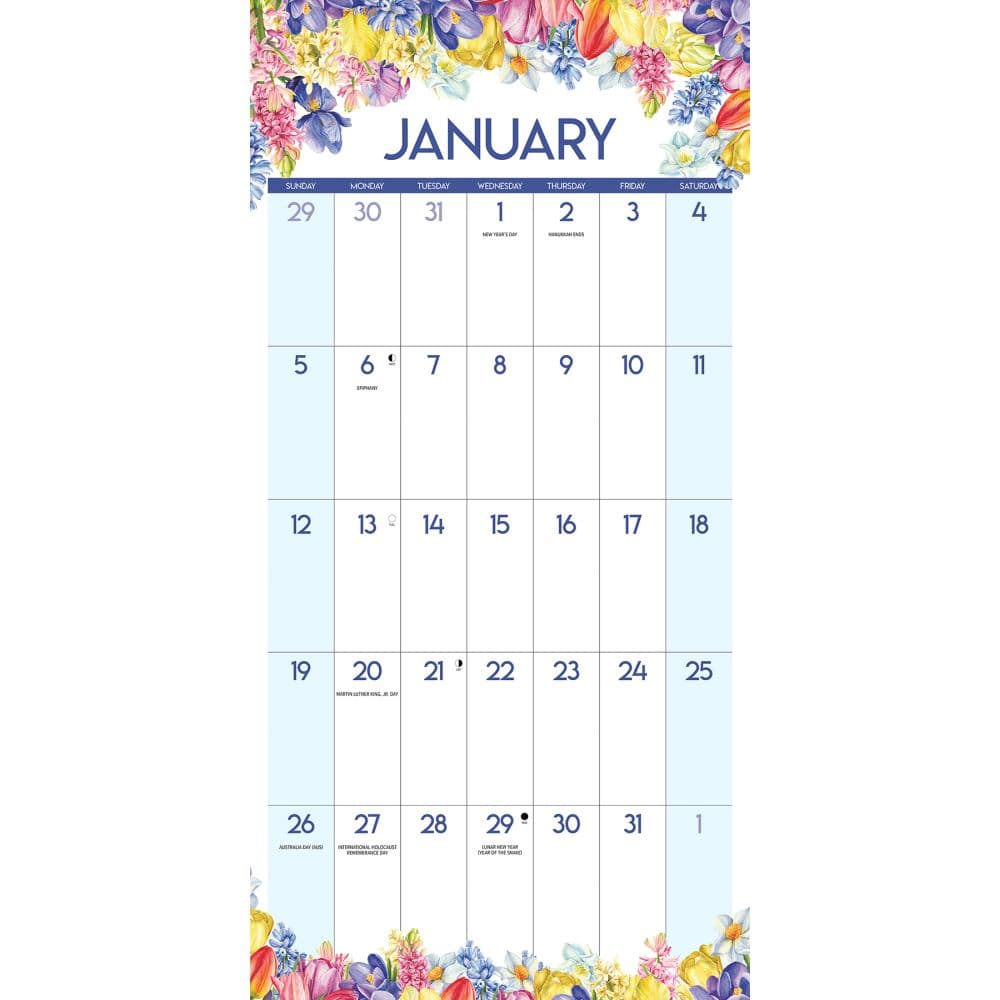 Blooms Large Grid 2025 Wall Calendar