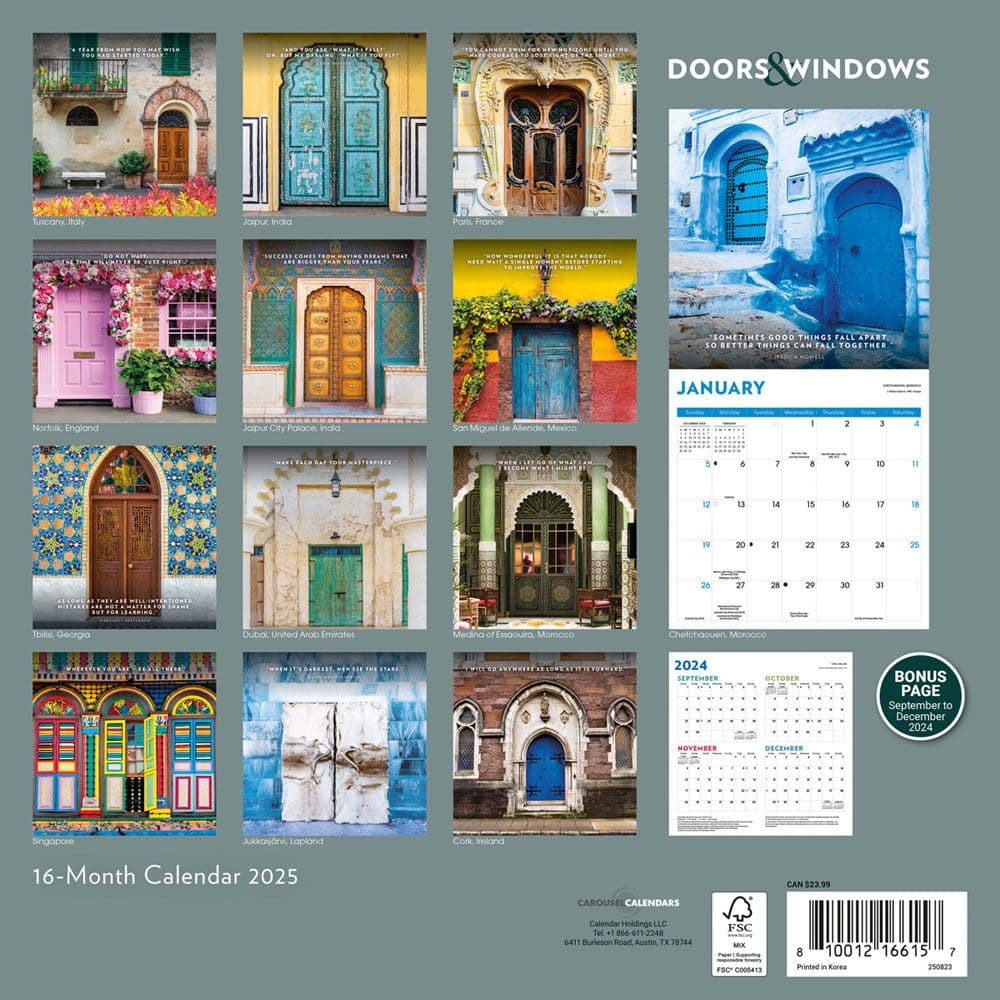 Doors and Windows 2025 Wall Calendar Alt1