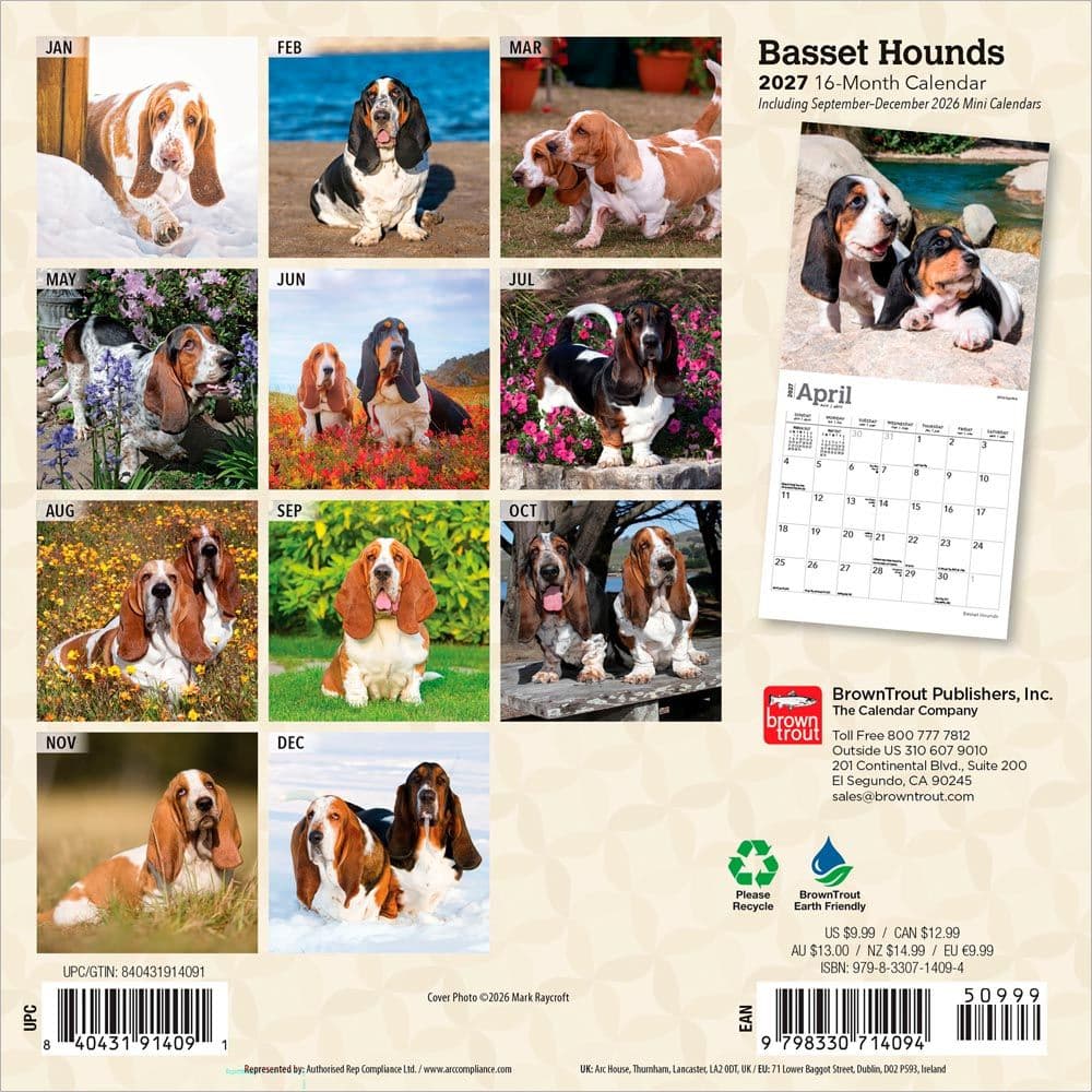Basset Hound 2027 Mini Wall Calendar First Alternate Image