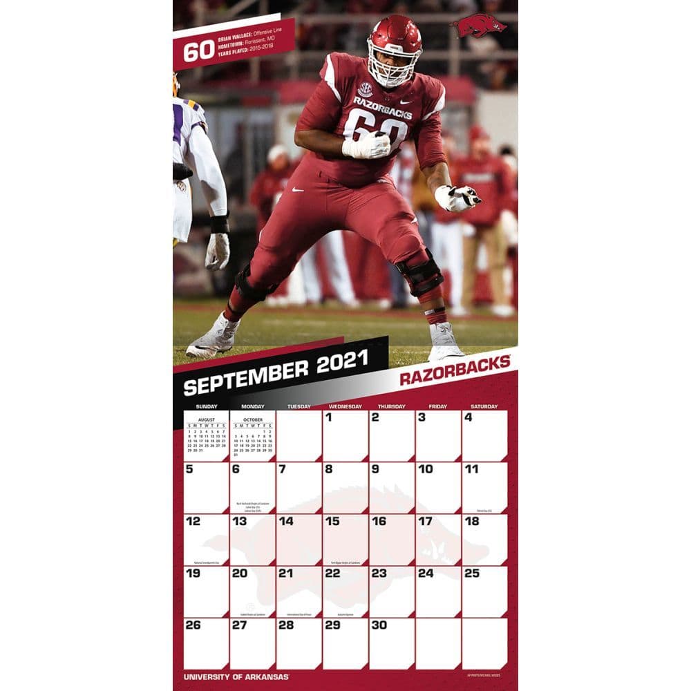 Razorback 2022 Football Schedule Arkansas Razorbacks 2022 Wall Calendar - Calendars.com