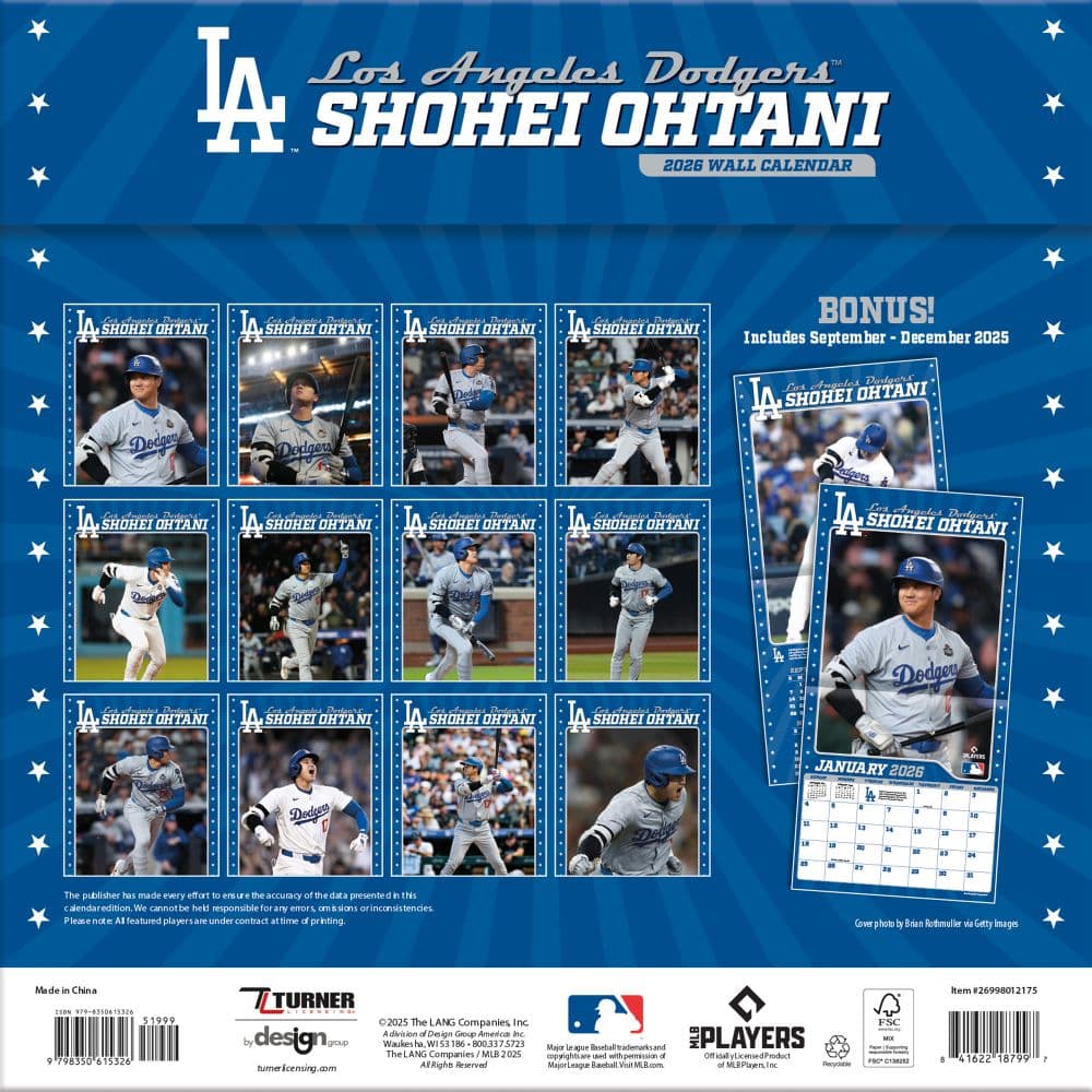 MLB Shohei Ohtani 2026 Wall Calendar First Alternate Image