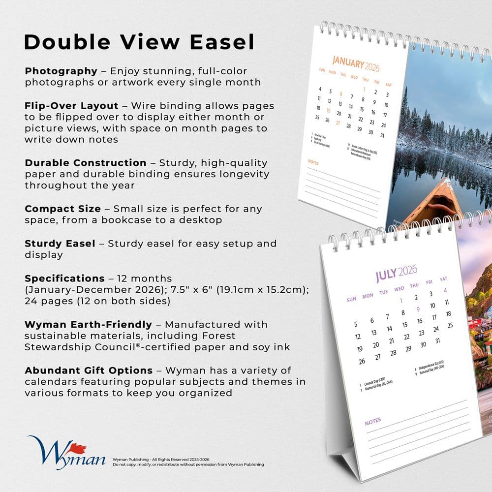 Canadian Geographic Scenic 2026 Easel Desk Calendar Fifth Alternate Image