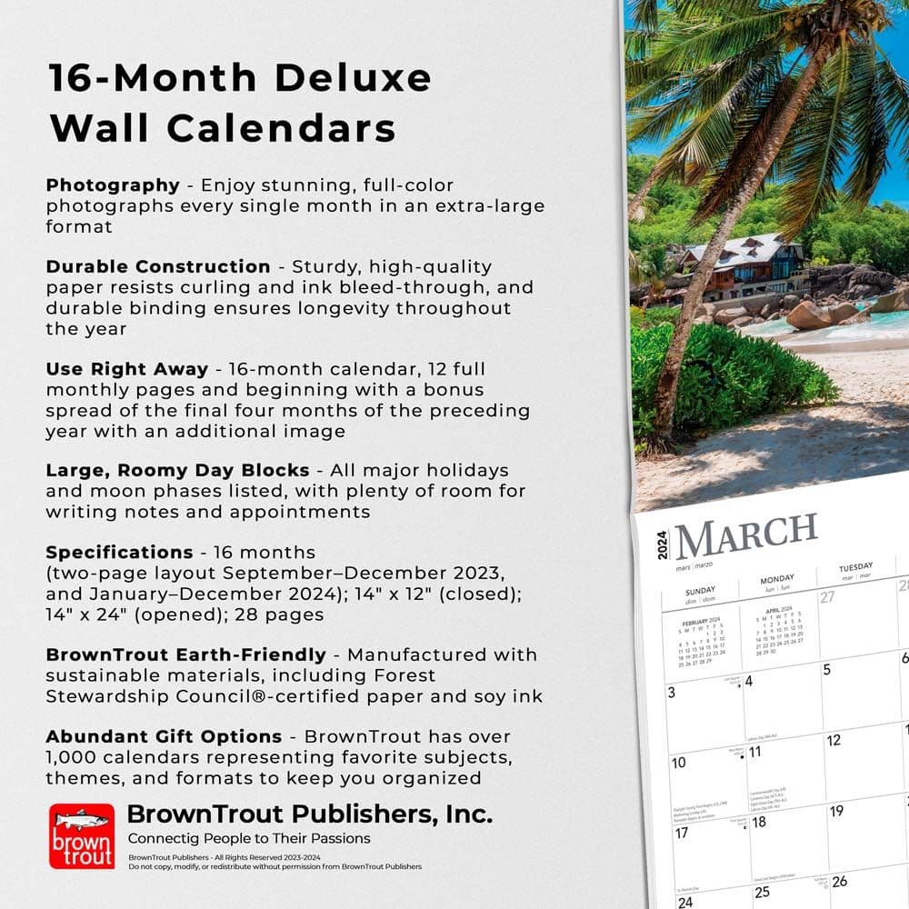 Tropical Islands Deluxe 2024 Wall Calendar