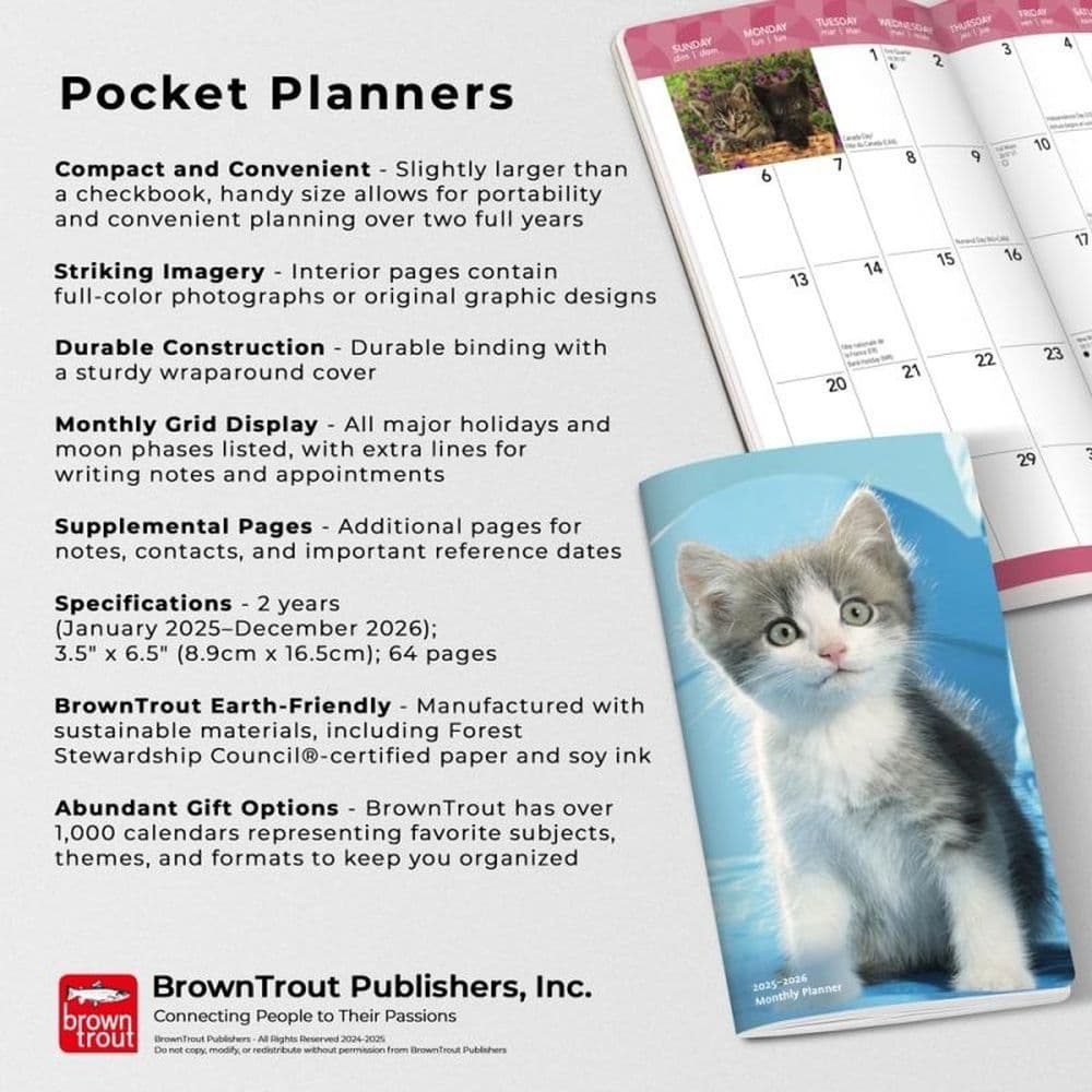 Kitten Cuddles 2 Year 2025 Pocket Planner Sixth Alternate Image