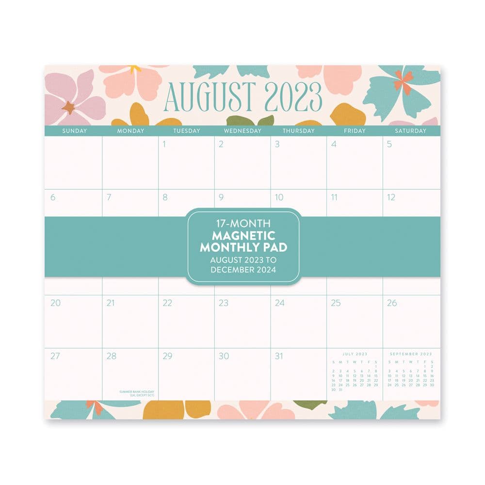 Blue Flower Desk Calendar 2024 Magnetic Calendar for Fridge Wall