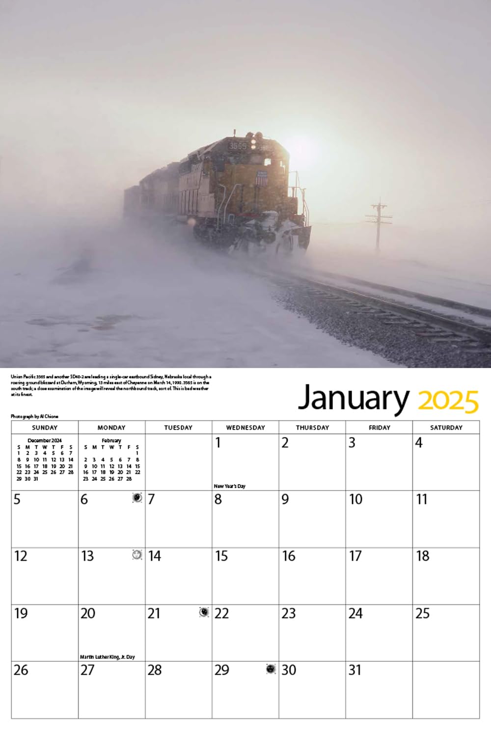 Trains Union Pacific Railroad 2025 Wall Calendar interior