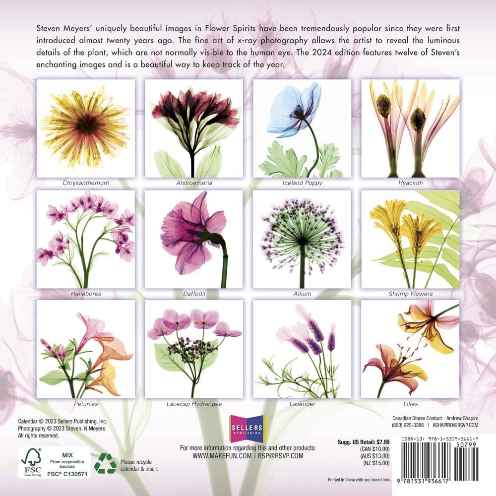 Flower Spirits 2024 Mini Wall Calendar