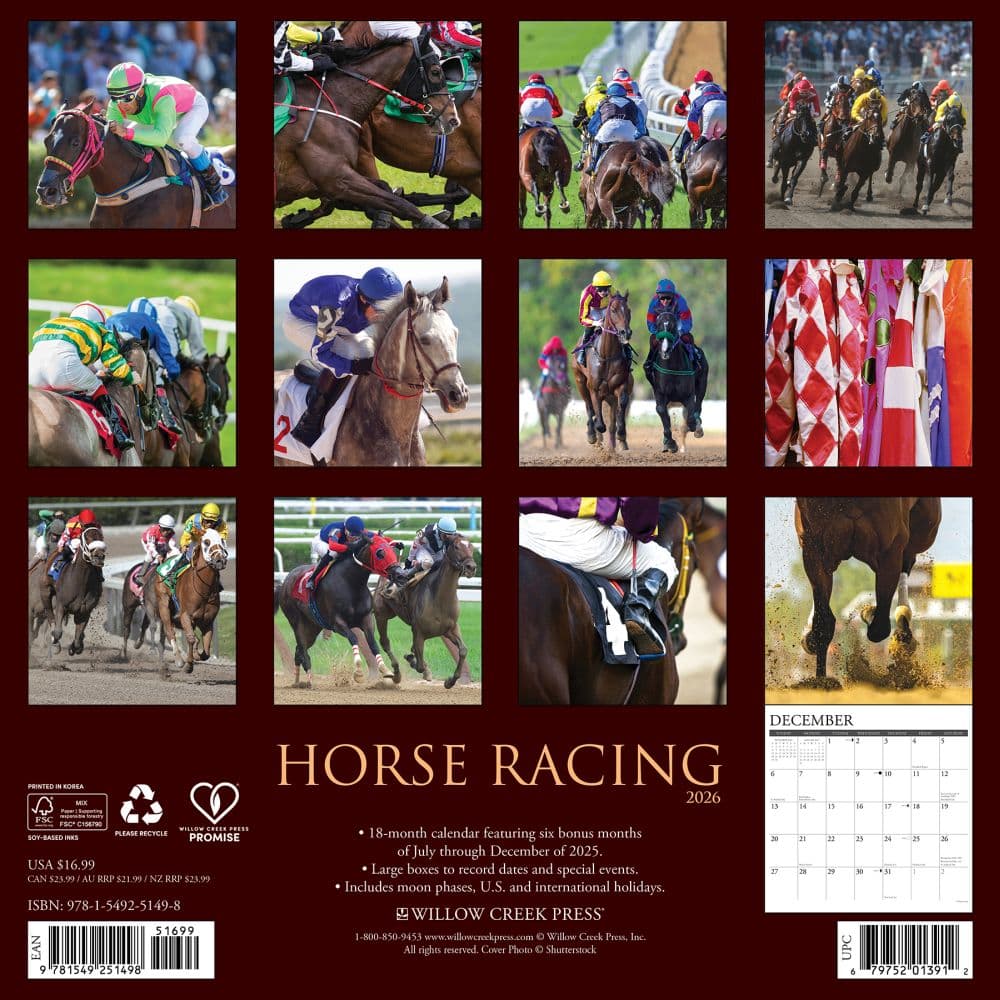 Horse Racing 2026 Wall Calendar First Alternate Image