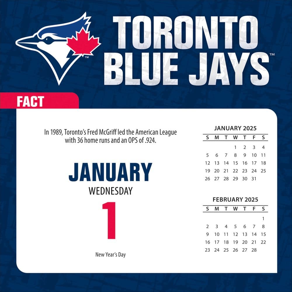 MLB Toronto Blue Jays 2025 Desk Calendar First Alternate Image