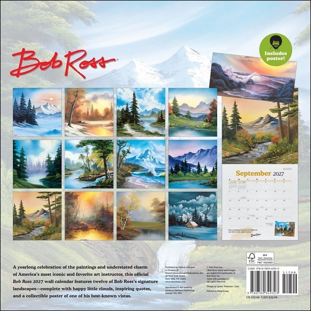 Bob Ross 2027 Wall Calendar Fifth Alternate Image