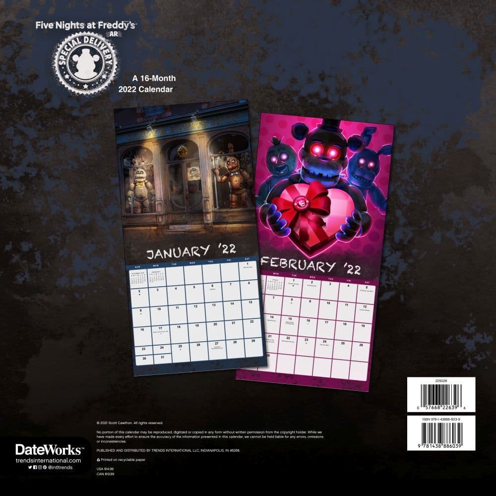 Fnaf Calendar 2022 Five Nights At Freddys 2022 Wall Calendar - Calendars.com