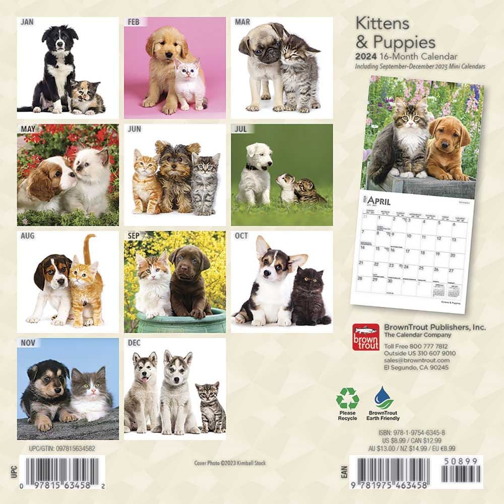 Kittens &amp; Puppies 2024 Mini Wall Calendar First Alternate Image width=&quot;1000&quot; height=&quot;1000&quot;