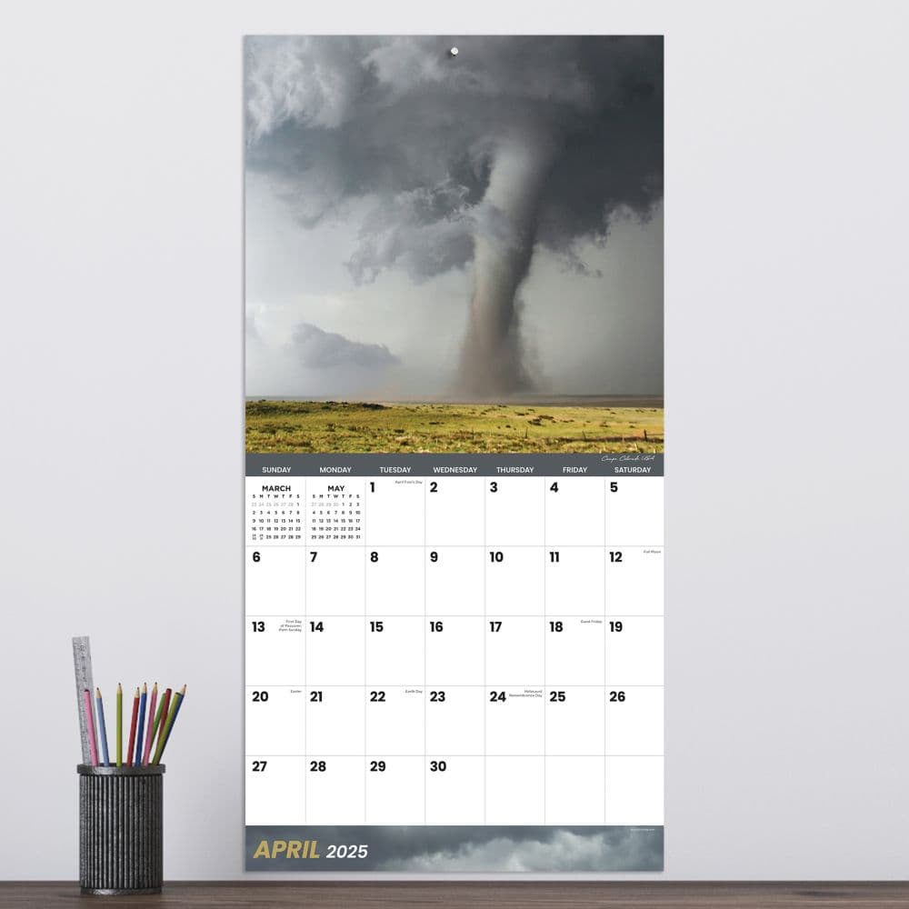 Weather 2025 Wall Calendar on a wall