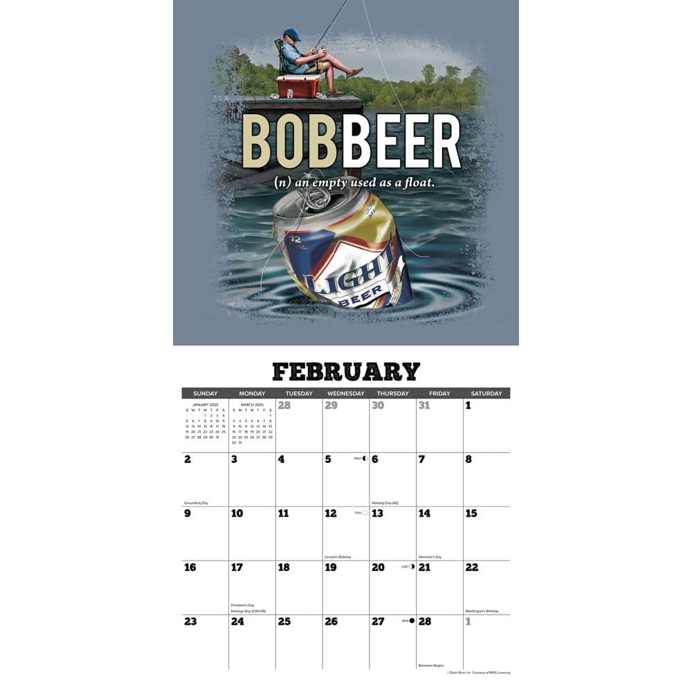 Buck Wears Hunting Fishing Tales 2025 Wall Calendar