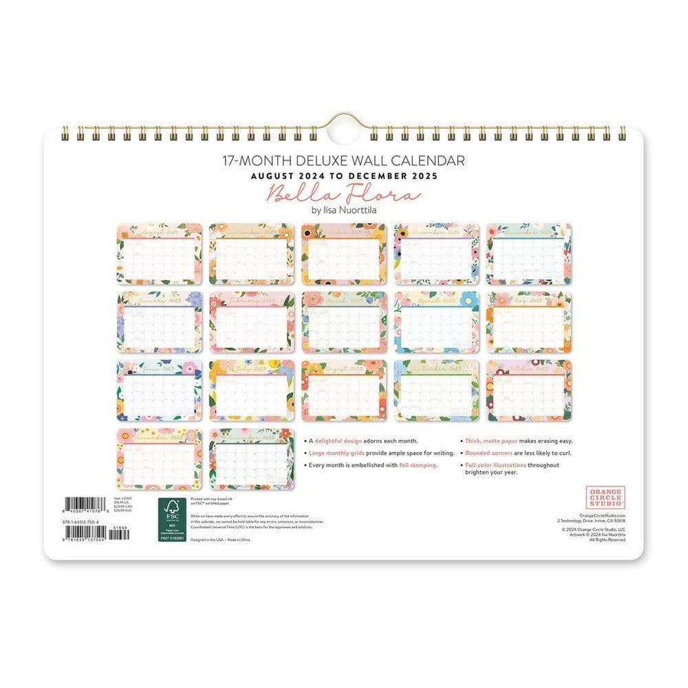 Bella Flora Spiral Deluxe 2025 Wall Calendar First Alternate Image width=&quot;1000&quot; height=&quot;1000&quot;