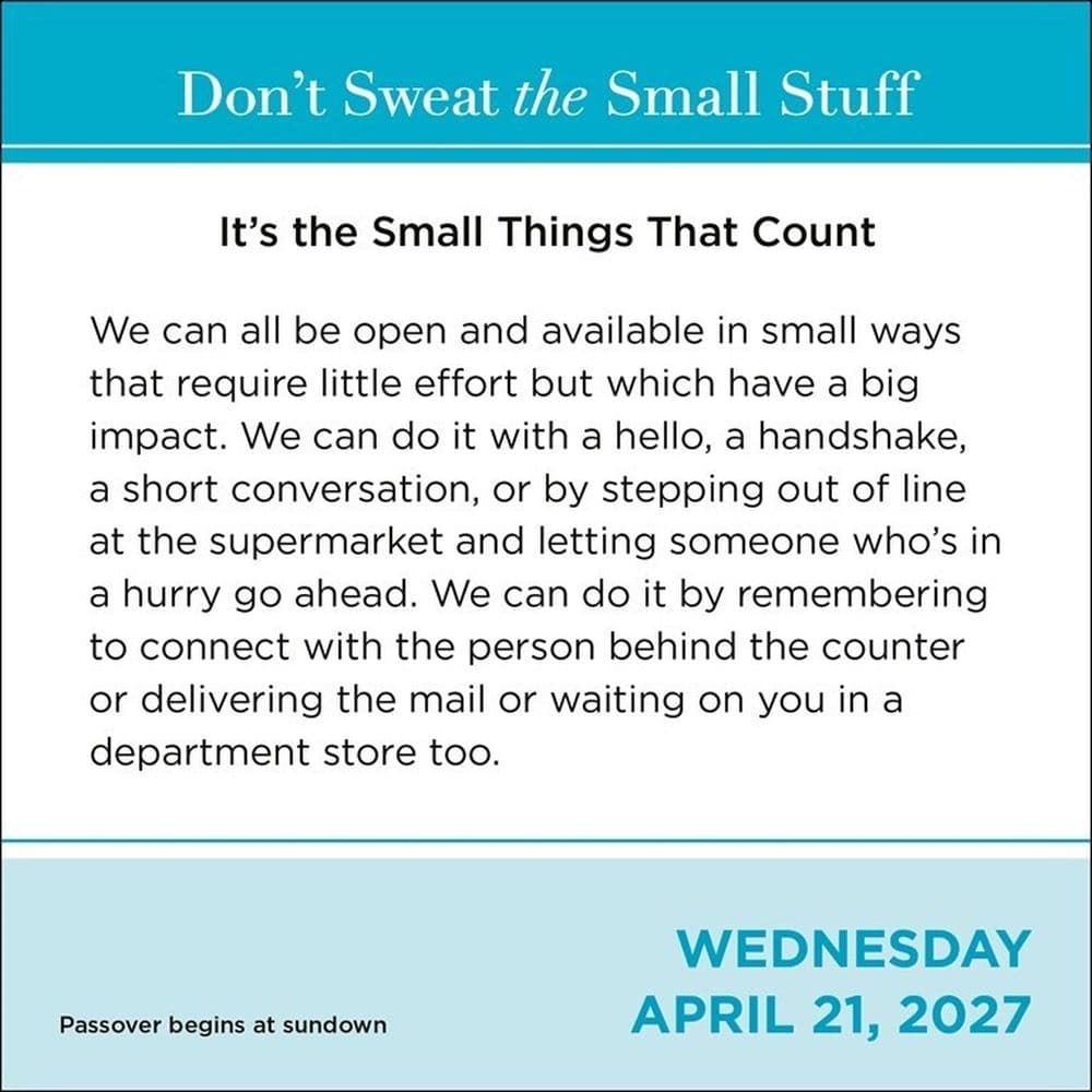 Dont Sweat the Small Stuff 2027 Desk Calendar Third Alternate Image