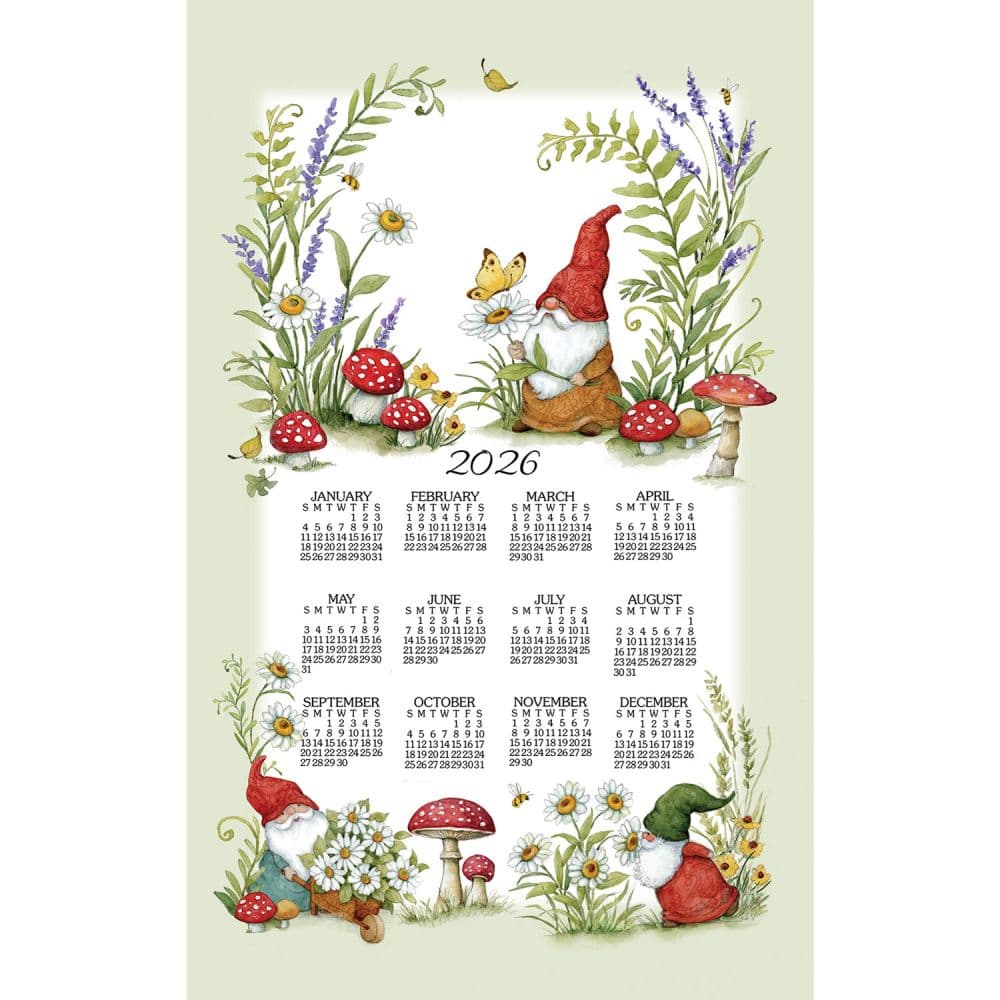 image Garden Gnomes 2026 Calendar Towel_Main Image