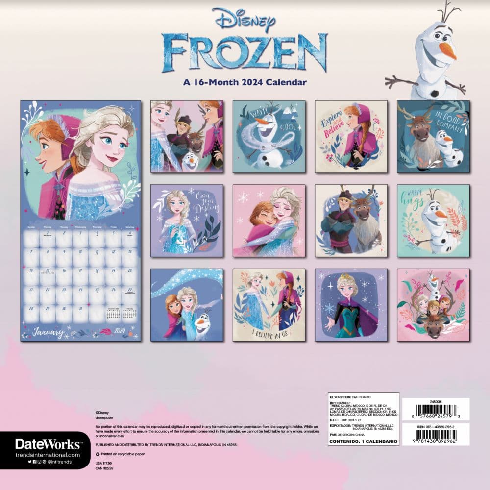 Disney Frozen 2024 Wall Calendar Alternate Image 2