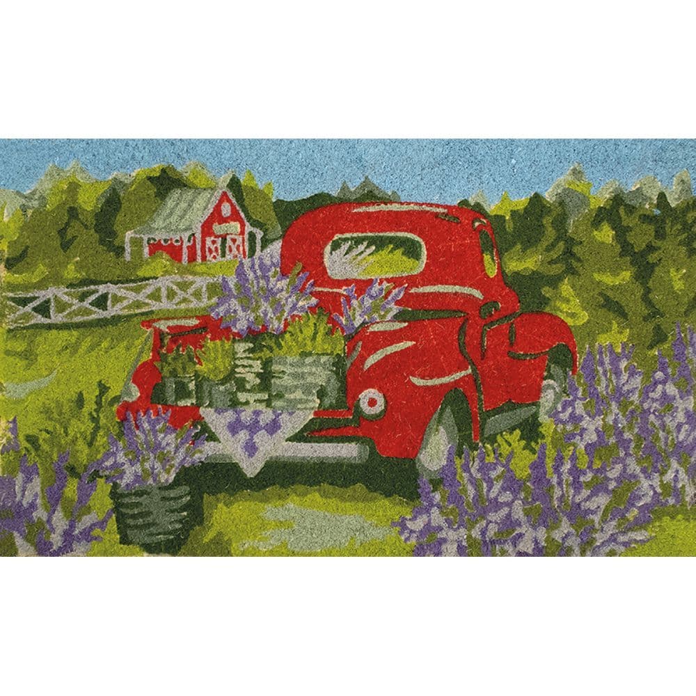 Lavender Truck Small Coir Doormat by Susan Winget
