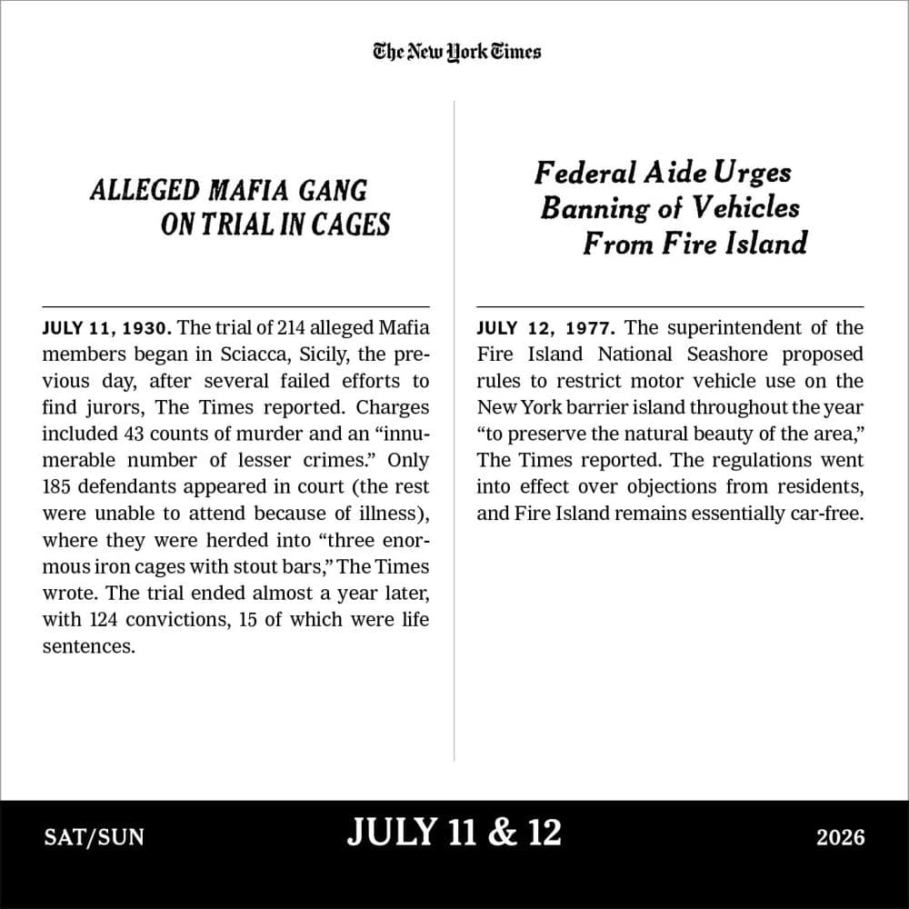 New York Times Headlines in History 2026 Desk Calendar First Alternate Image