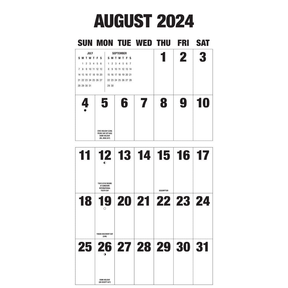 Big Letters Big Numbers 2024 Wall Calendar