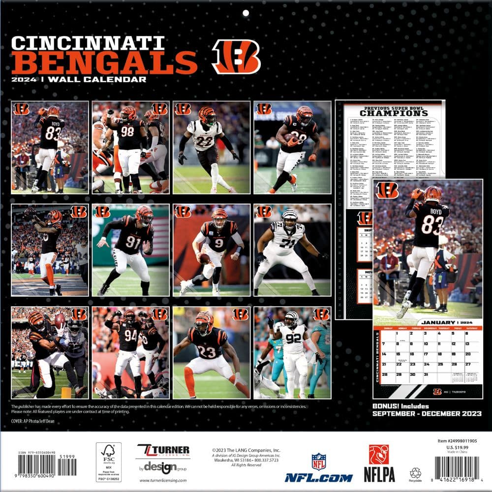 Cincinnati Bengals 2024 Wall Calendar