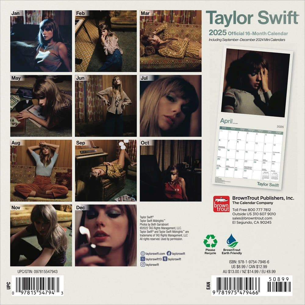 Taylor Swift 2025 Mini Wall Calendar First Alternate Image width=&quot;1000&quot; height=&quot;1000&quot;