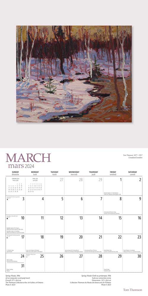 Thomson AGO 2024 Wall Calendar March