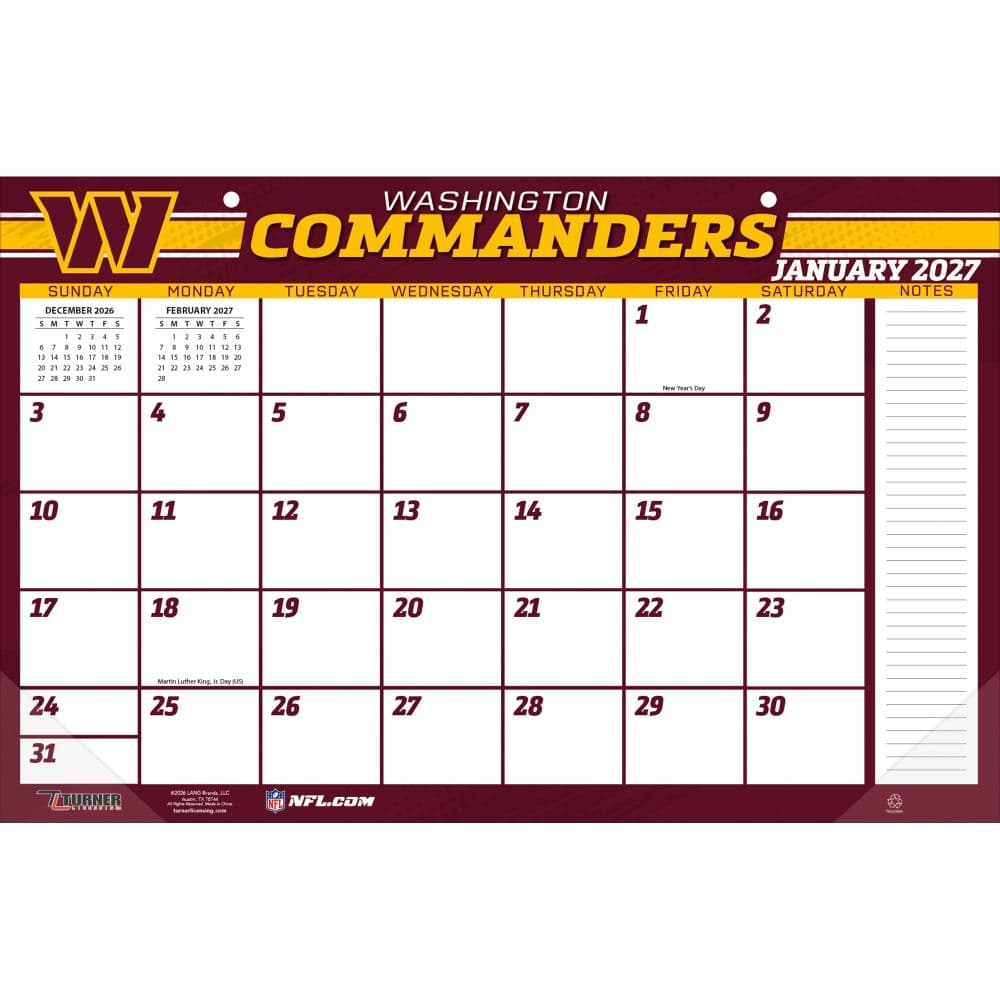 NFL Washington Commanders 2027 Small Desk Pad First Alternate Image
