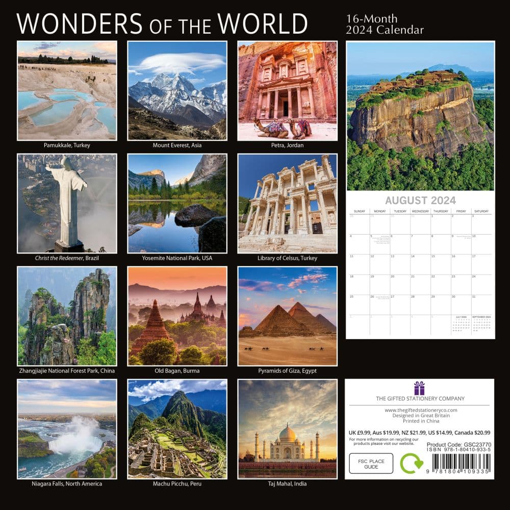 Wonders of the World 2024 Wall Calendar