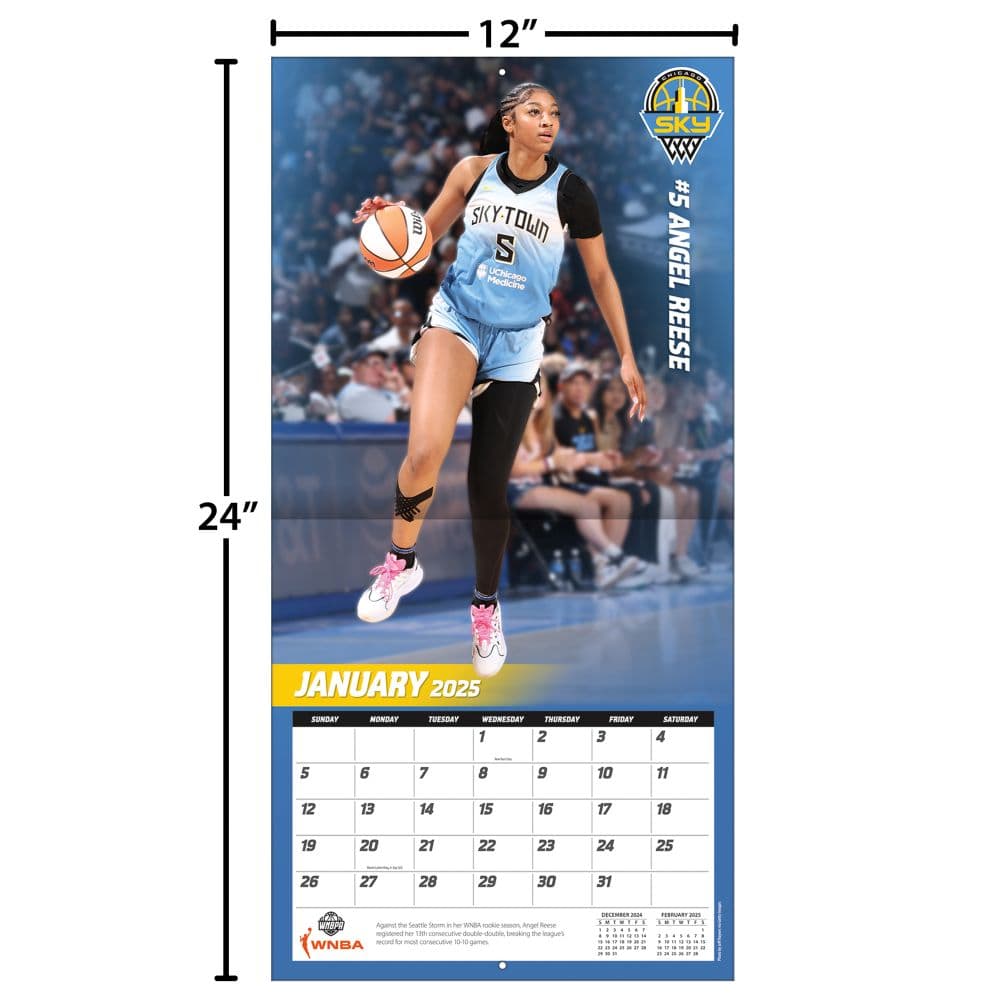 WNBA Chicago Sky Angel Reese 2025 Wall Calendar 
Fourth  Alternate Image