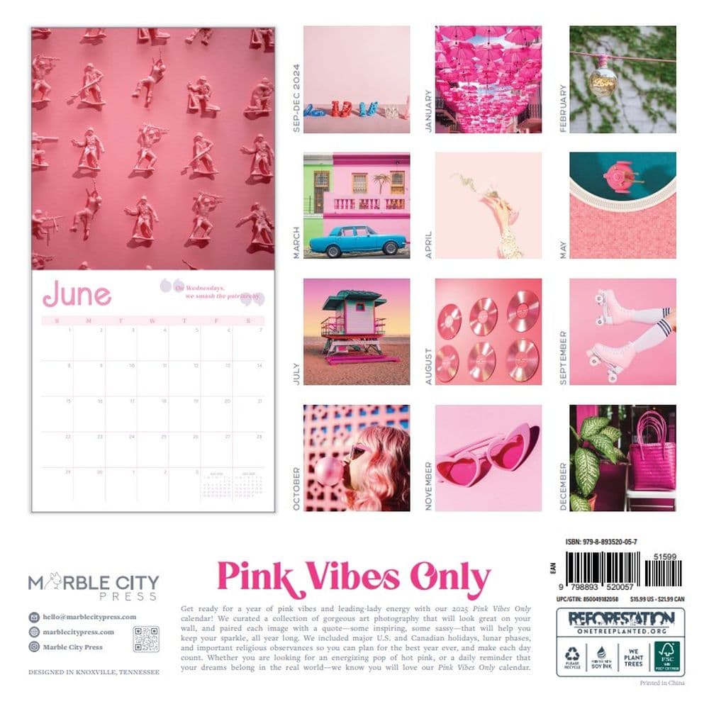 Pink Vibes Only 2025 Wall Calendar First Alternate Image width="1000" height="1000"