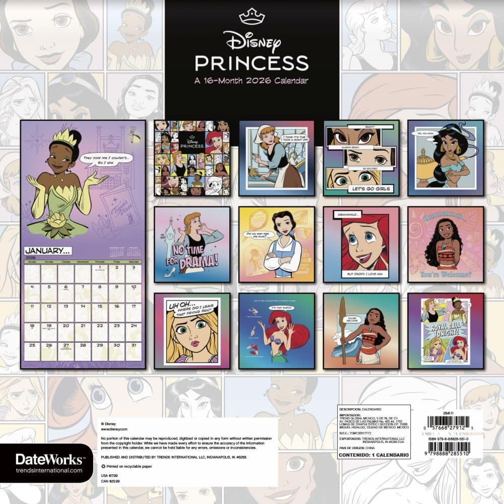 Disney Princess 2026 Wall Calendar First Alternate Image