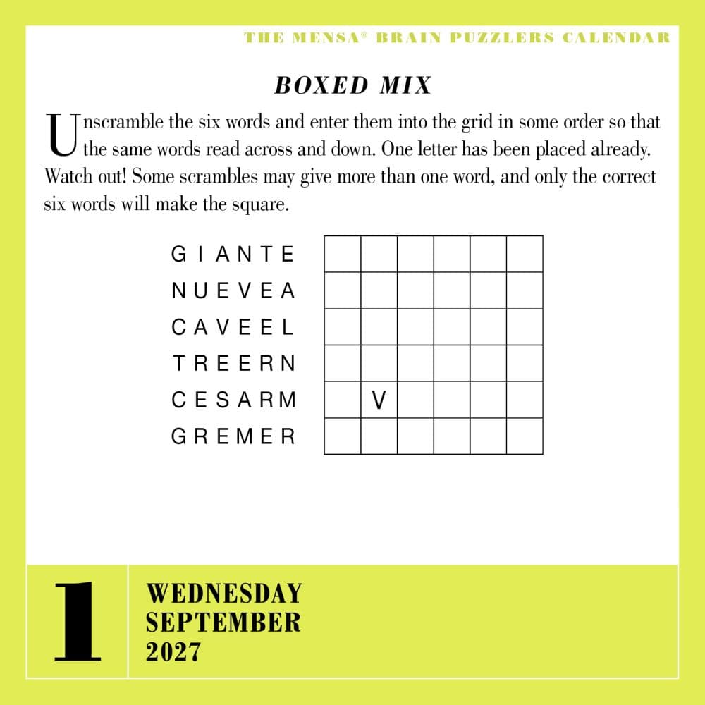 Mensa 365 Brain Puzzlers 2027 Page-A-Day Desk Calendar Fourth Alternate Image