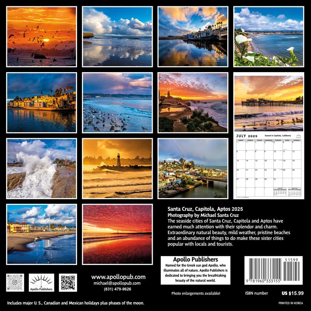 Santa Cruz Capitola and Aptos 2025 Wall Calendar First Alternate Image