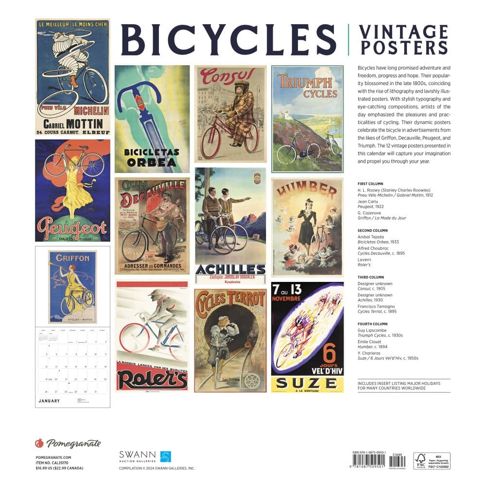 Bicycles Vintage Posters 2025 Wall Calendar First Alternate Image width=&quot;1000&quot; height=&quot;1000&quot;