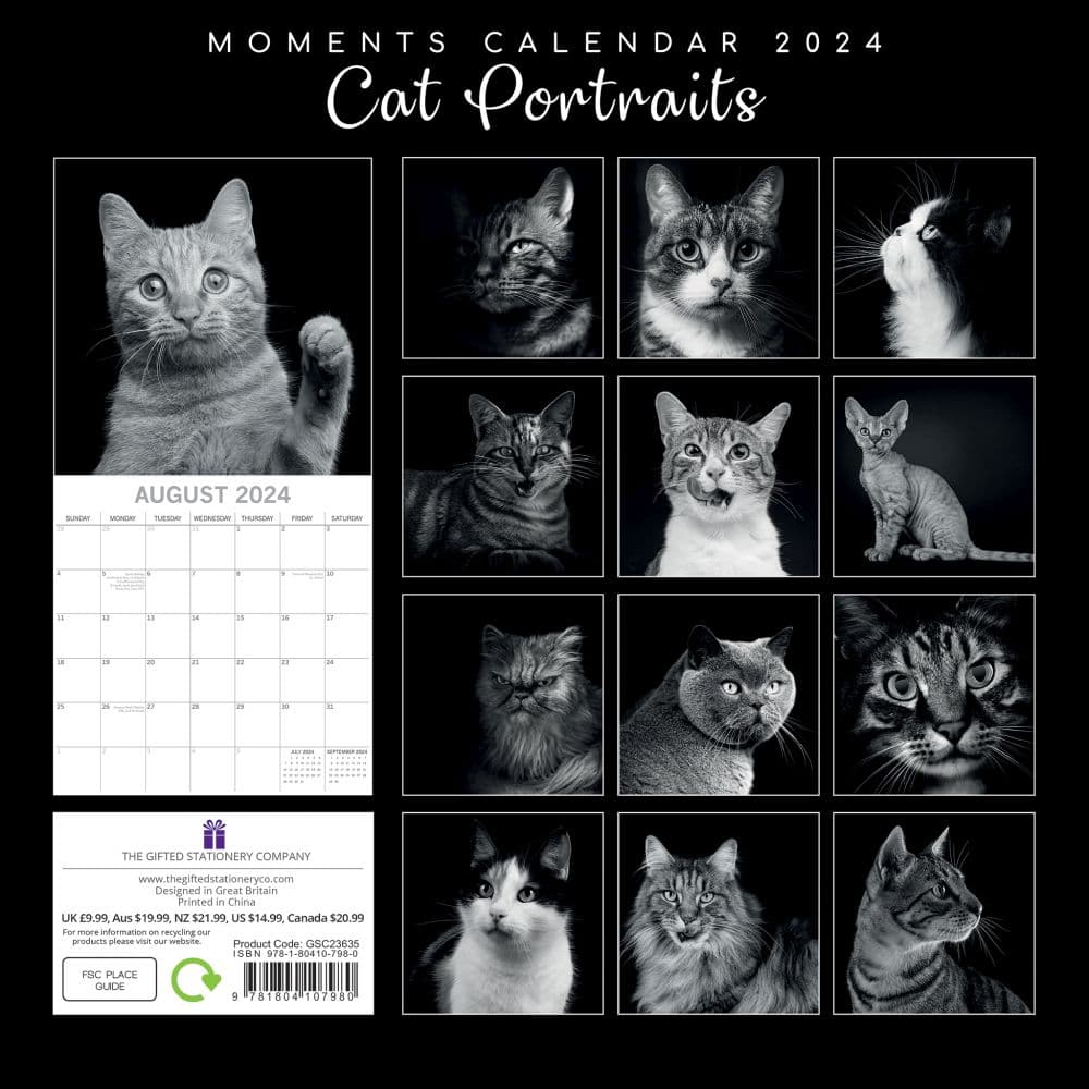 Cat Portraits 2024 Wall Calendar Back Cover