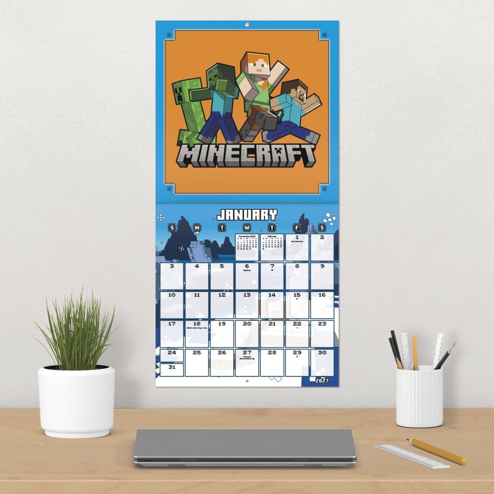 Minecraft Exclusive with Decal 2027 Wall Calendar Fourth Alternate Image
