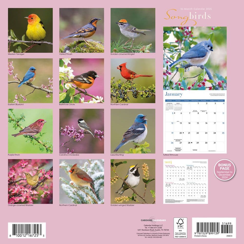 Songbirds 2025 Wall Calendar First Alternate Image width=&quot;1000&quot; height=&quot;1000&quot;