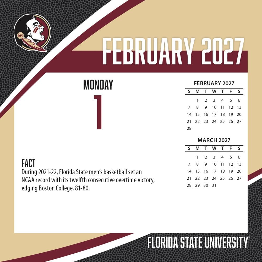 Florida State Seminoles 2027 Desk Calendar Third Alternate Image