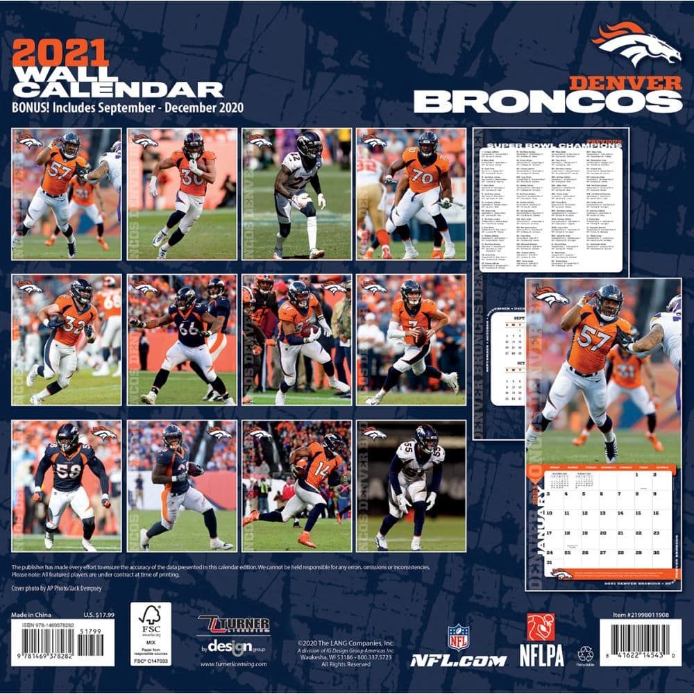 Denver Broncos Mini Wall Calendar