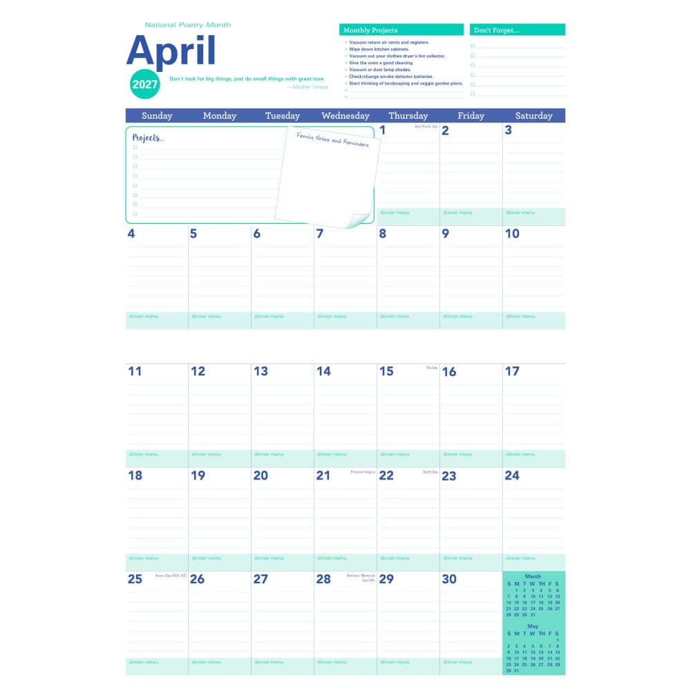 Amy Knapps Family Organizer 2027 Wall Calendar Fourth Alternate Image