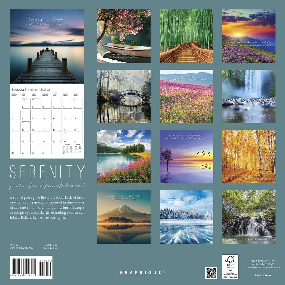 Serenity 2024 Wall Calendar