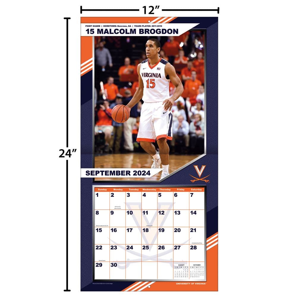 COL Virginia Cavaliers 2025 Wall Calendar Fourth Alternate Image