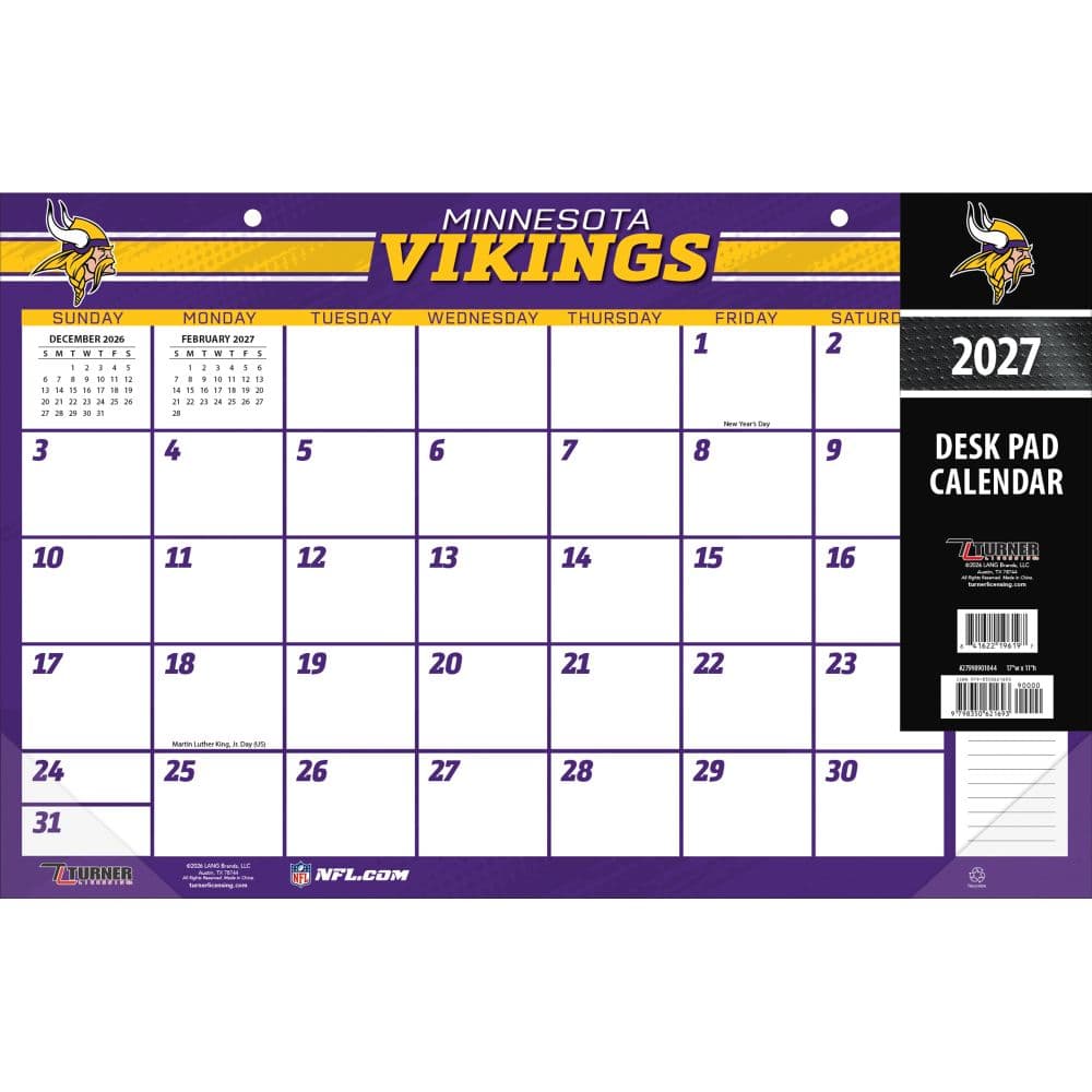 NFL Minnesota Vikings Small 2027 Desk Pad