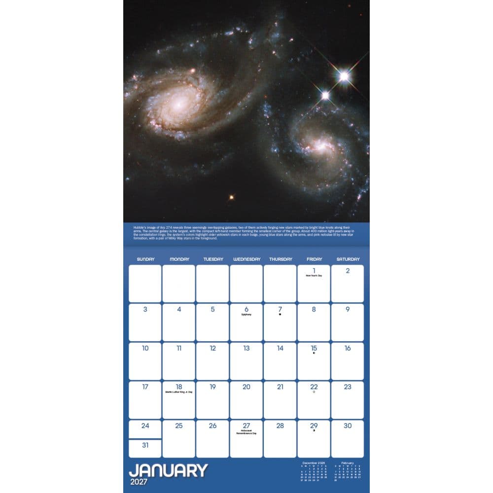 NASA Views from the Hubble Telescope 2027 Wall Calendar Second Alternate Image