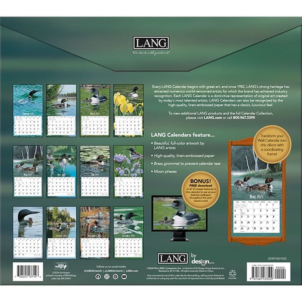 Loons on the Lake by Jim Kasper 2025 Wall Calendar