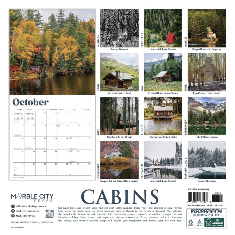 Cabins 2027 Wall Calendar First Alternate Image